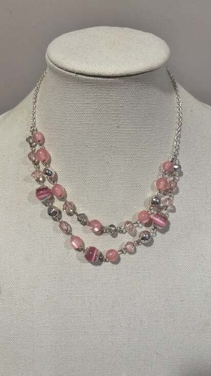 Paparazzi Jewelry - Paparazzi Disco Date Pink Silver Beaded Multilayer Necklace